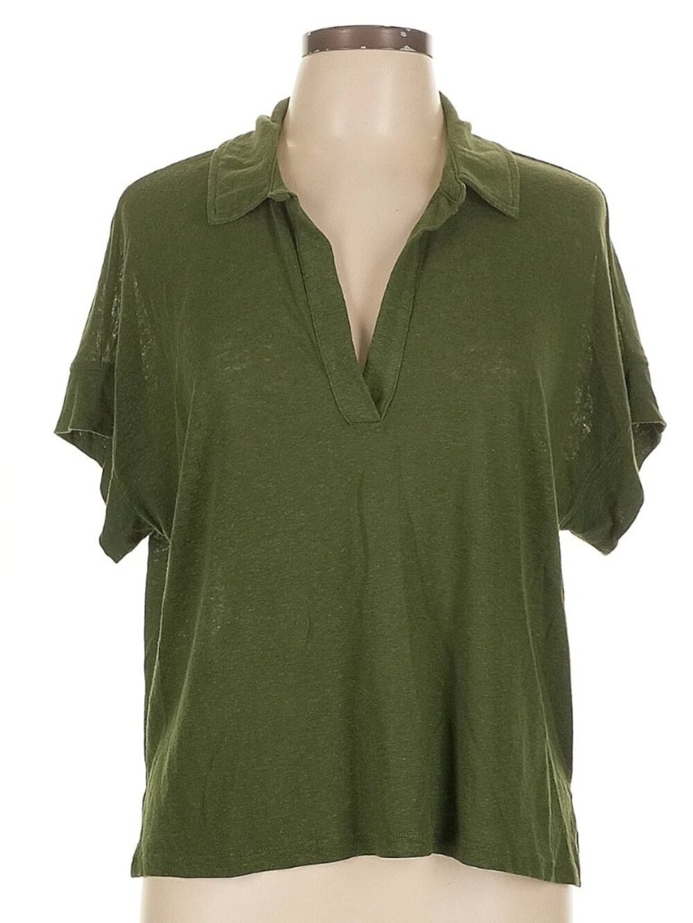 Banana Republic Olive Green Short Sleeve Polo Blouse
